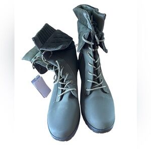 Ashley Blue Olive Lace Up Boots